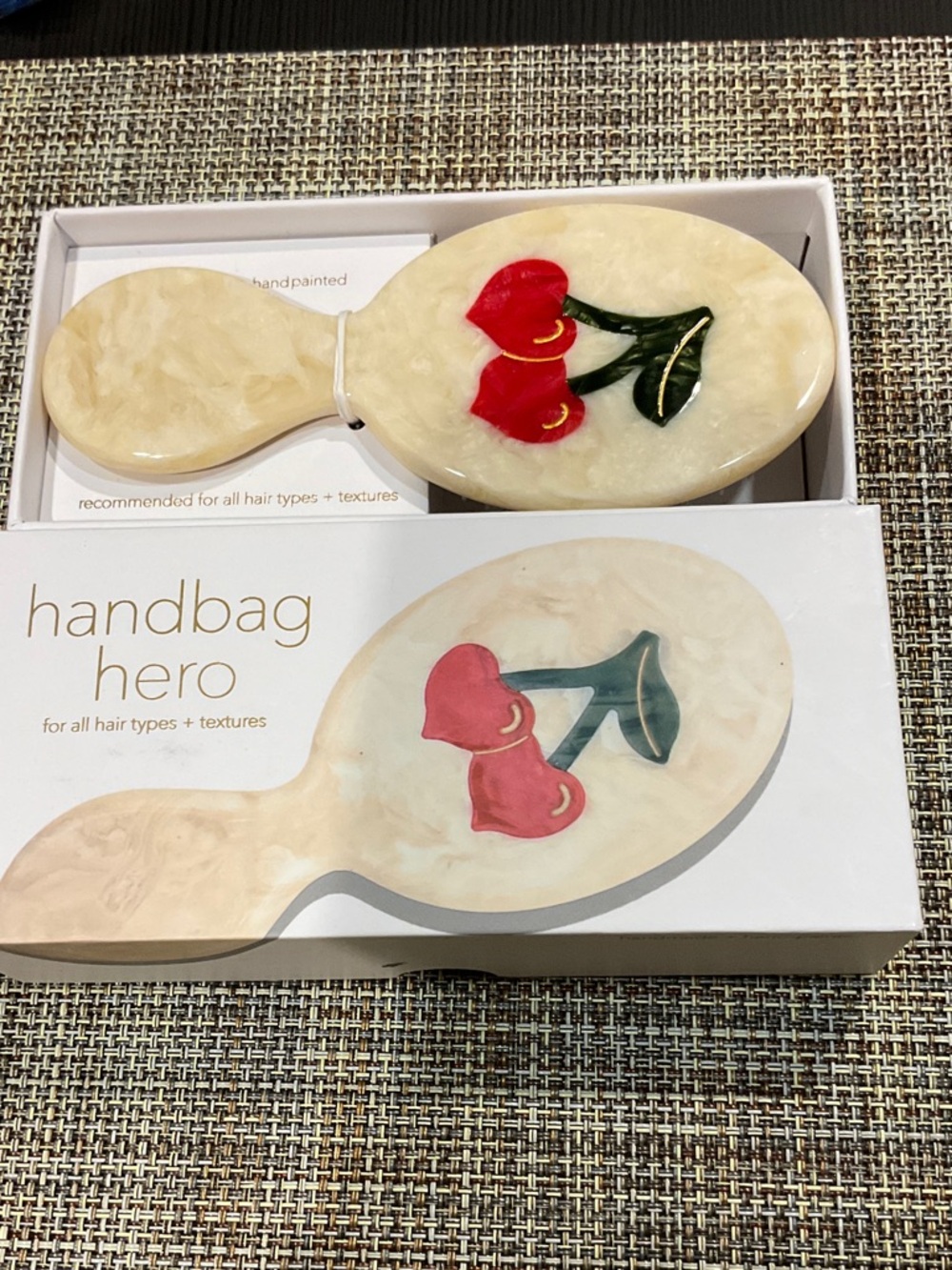 Hair Brush with Red Cherry Design